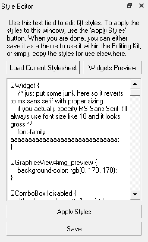 Style Editor Preview
